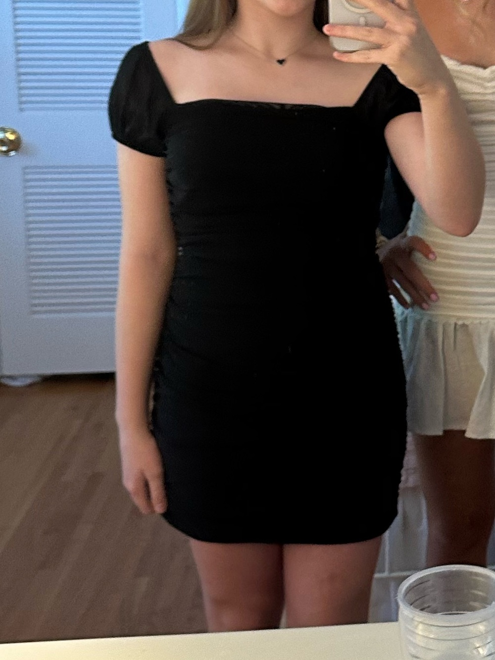 Lulu's Black Square Neck Puff Sleeve Bodycon Dress